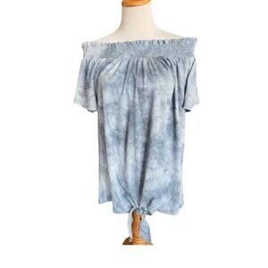 6XL Lane Bryant Dye Dip Off Shoulder Tie Hem Top Sz 34/36 Boho Flowy Soft NWT